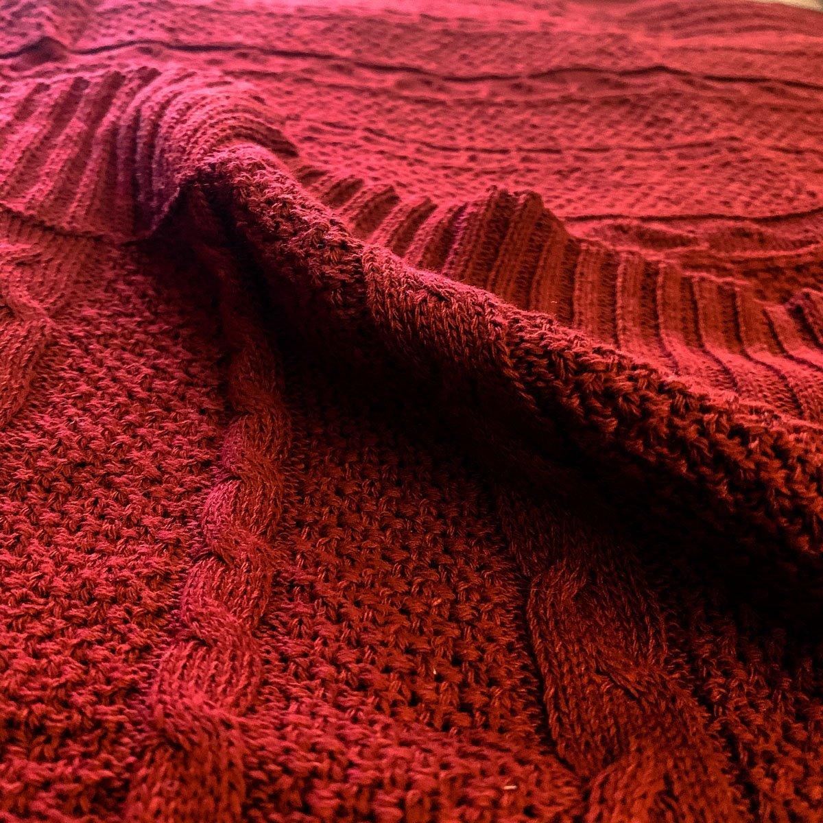 Claret Knit Sweater Throw