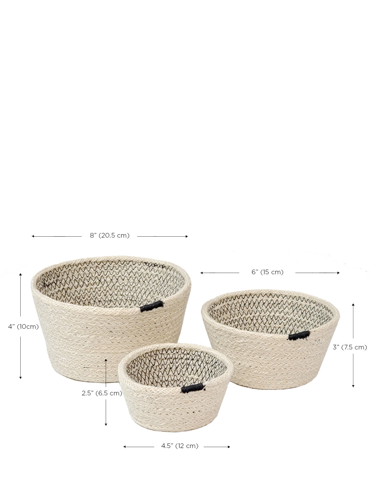 Amari Bowl with Black Stitching (Set of 3)