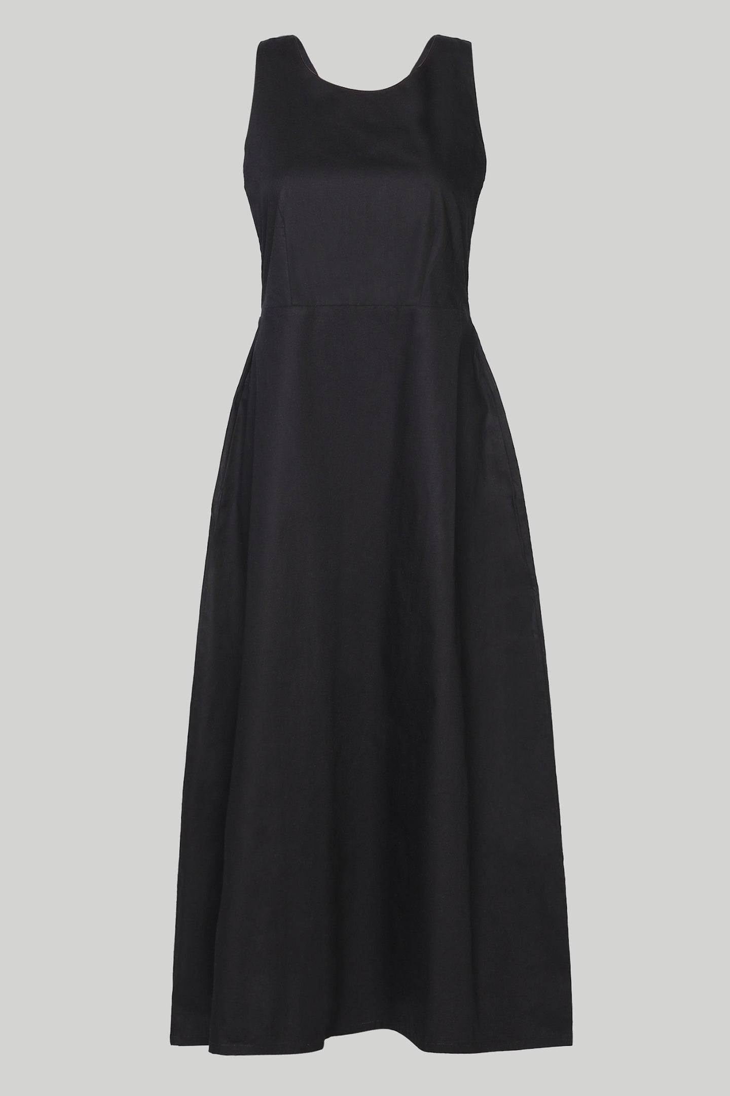 Cross-back Midi Dress in Black