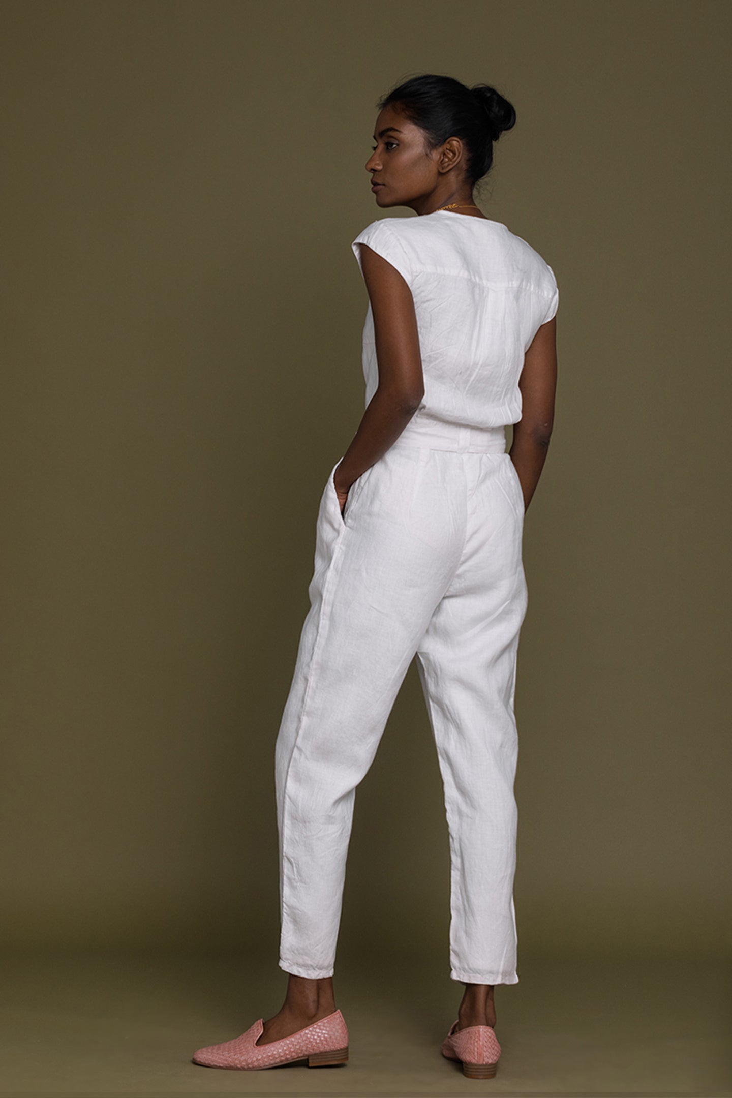 Evening Chai Jumpsuit in White