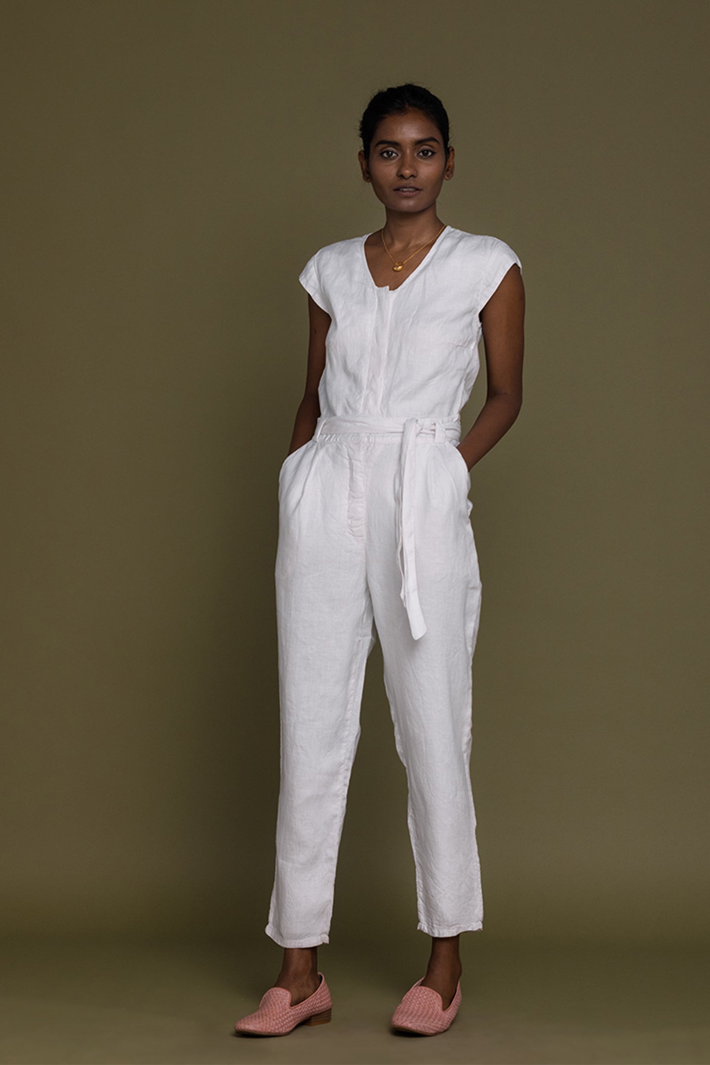 Evening Chai Jumpsuit in White