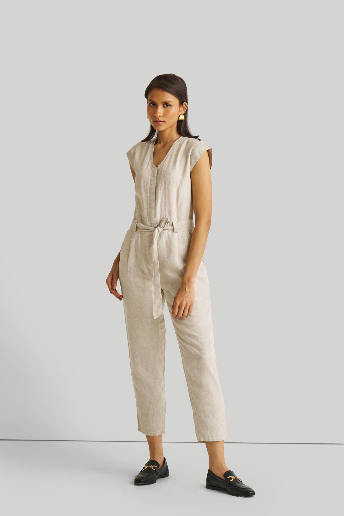 Evening Chai Jumpsuit in Light Beige