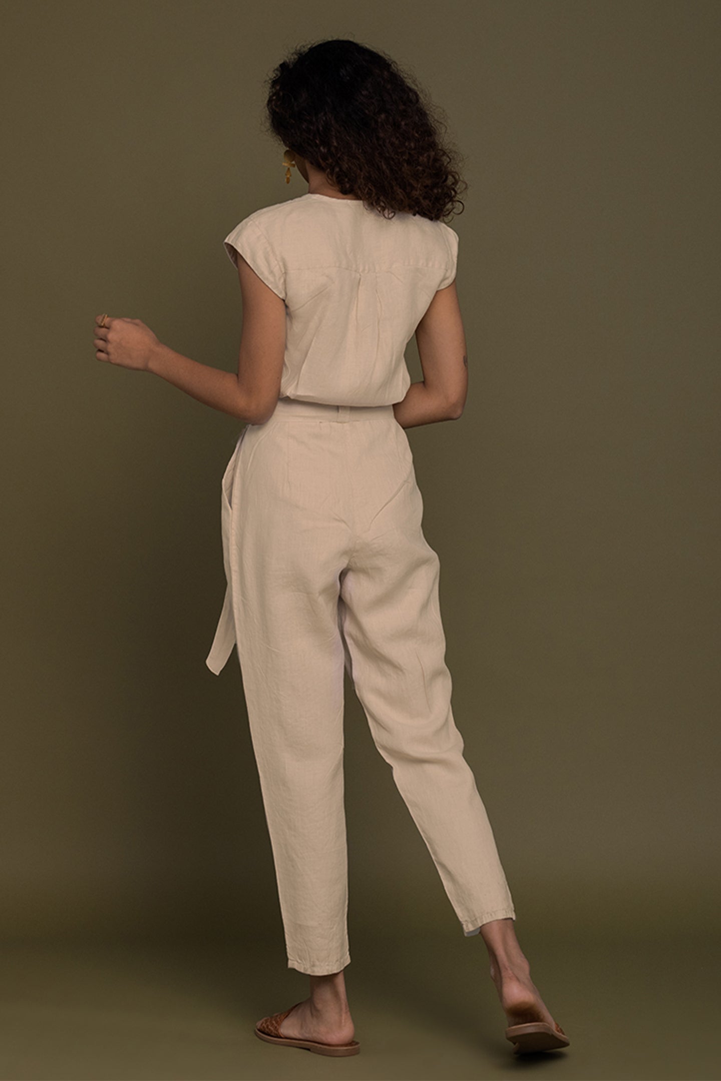 Evening Chai Jumpsuit in Sand Beige