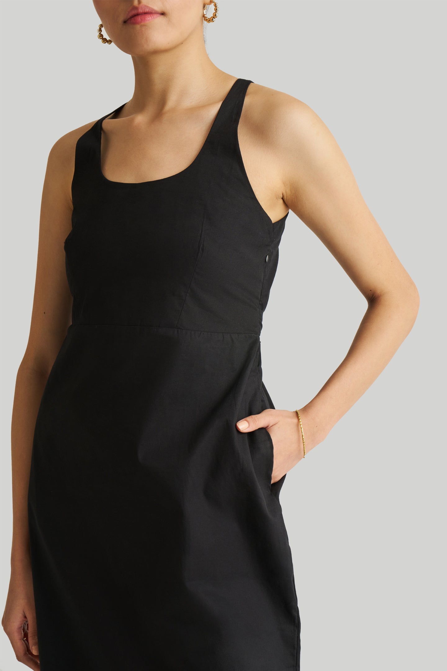 Fitted Knee Length Dress in Black