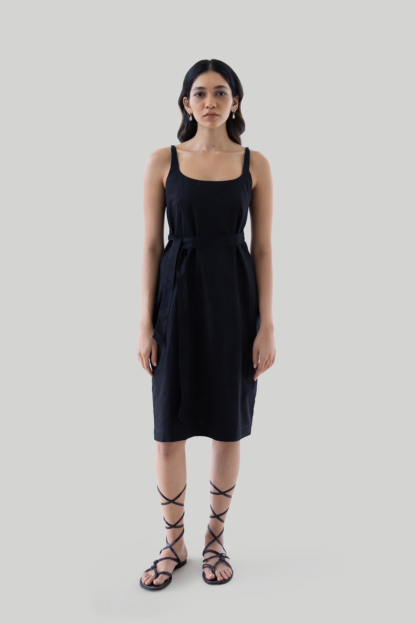 Fitted Knee Length Dress in Black