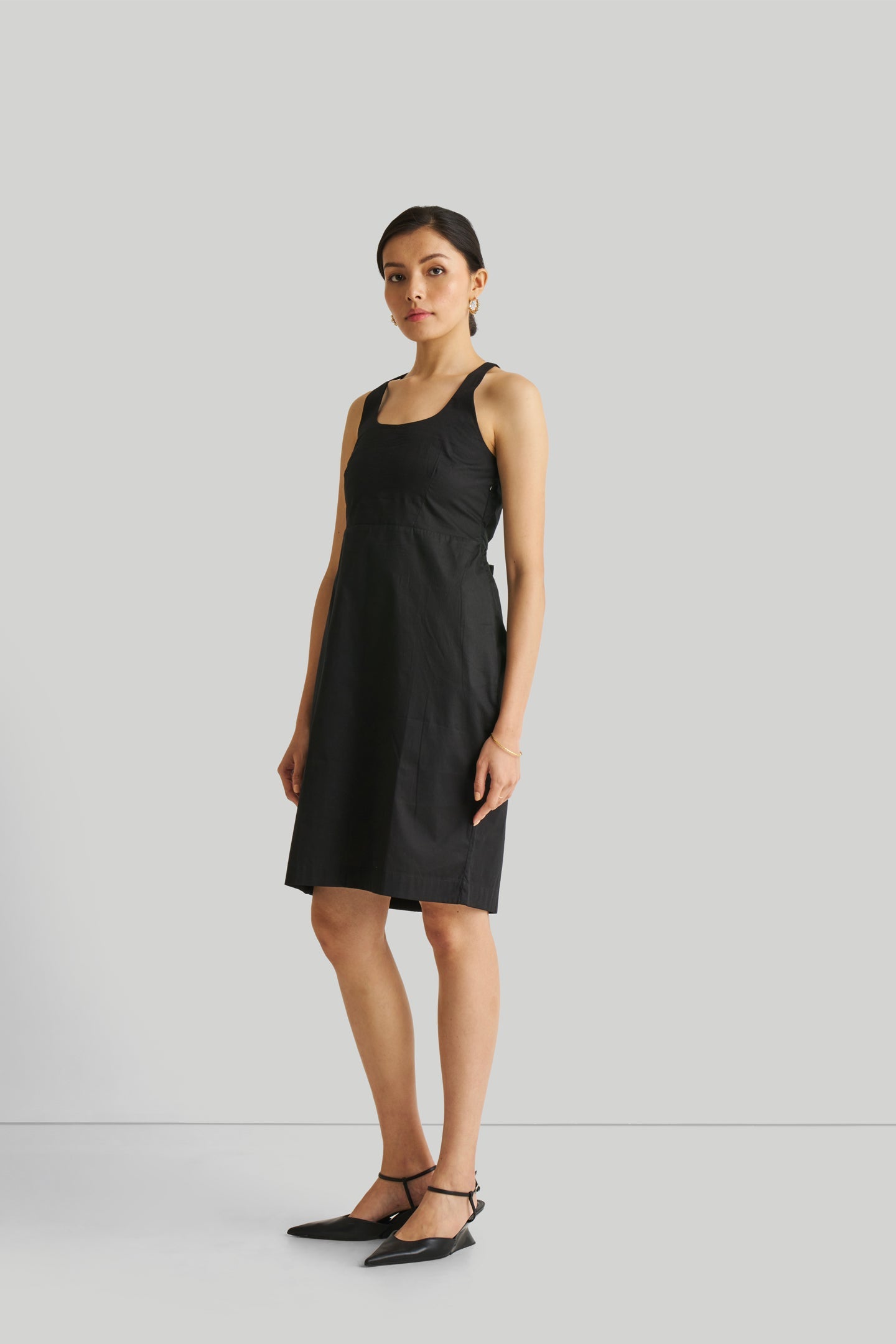 Fitted Knee Length Dress in Black