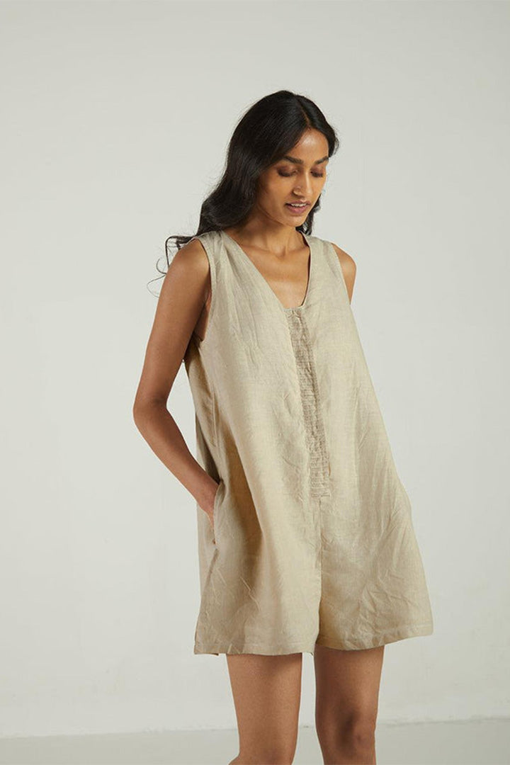 Romp and Play Romper In Sand Beige