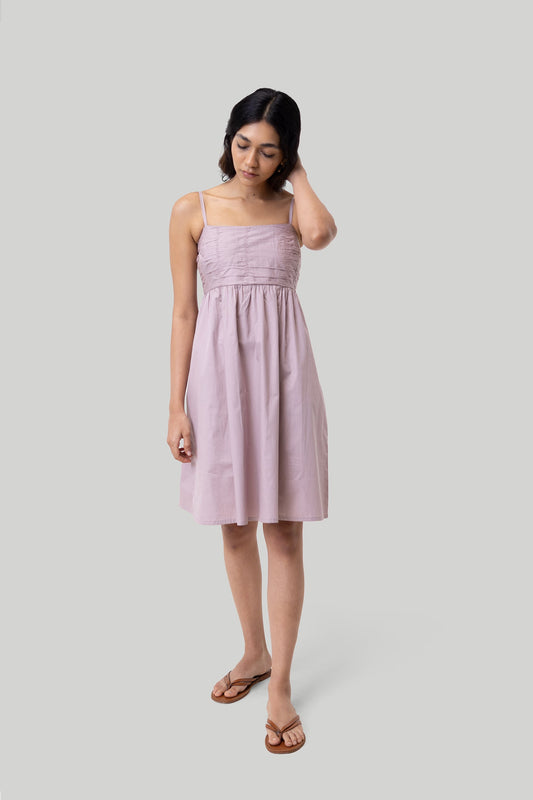 Ruched Strappy Dress in Pink