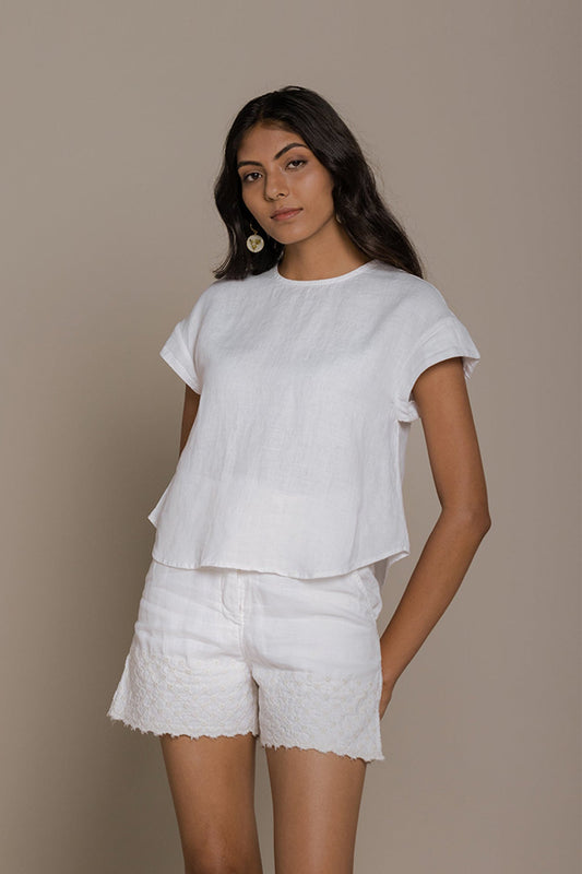 Sandcastle Saturdays Top in White