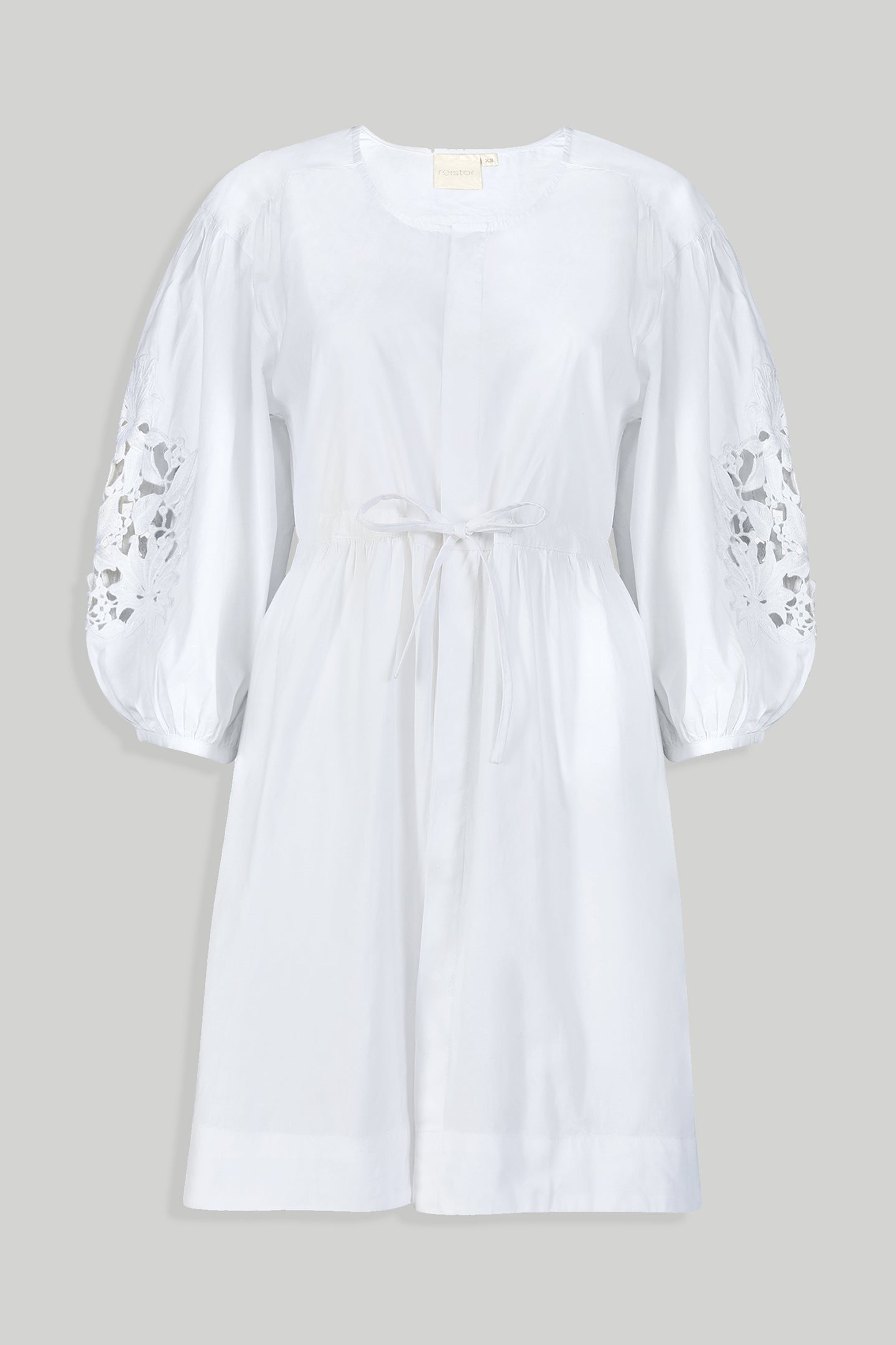 Shirt Dress with Balloon Sleeves in White