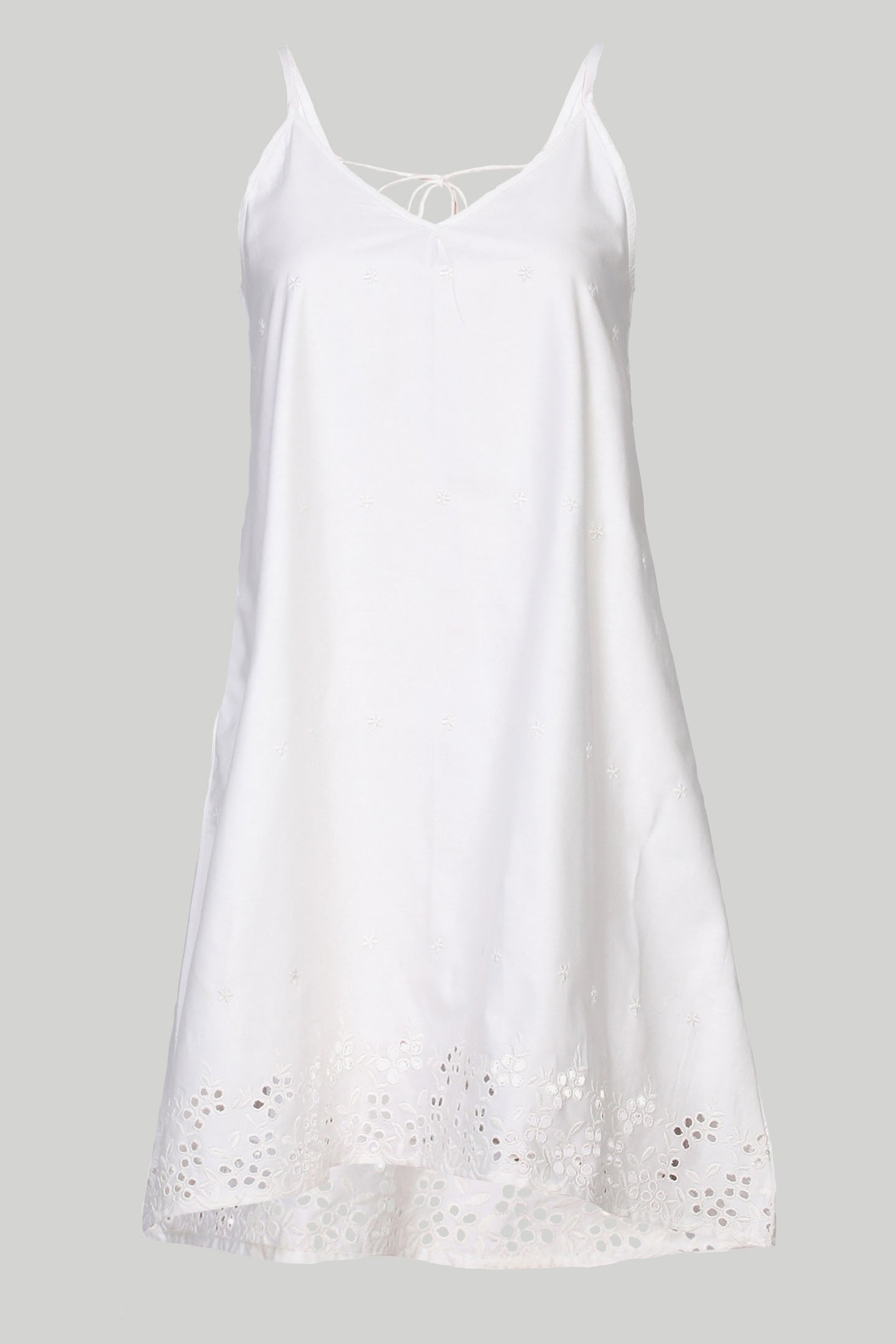 Short Tent Dress in White Embroidery