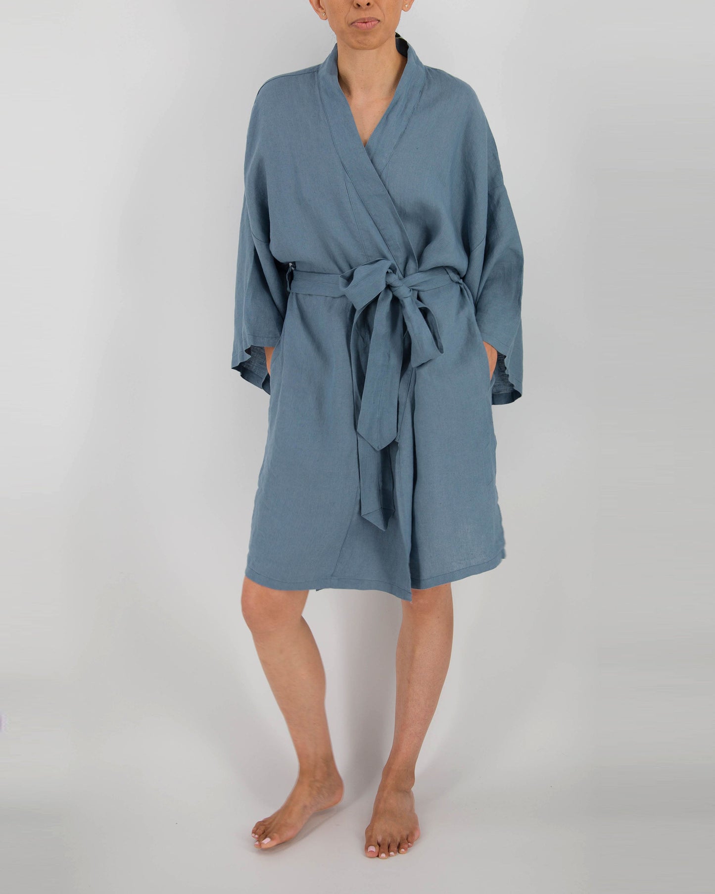 Leia Mid-Length French Linen Robe