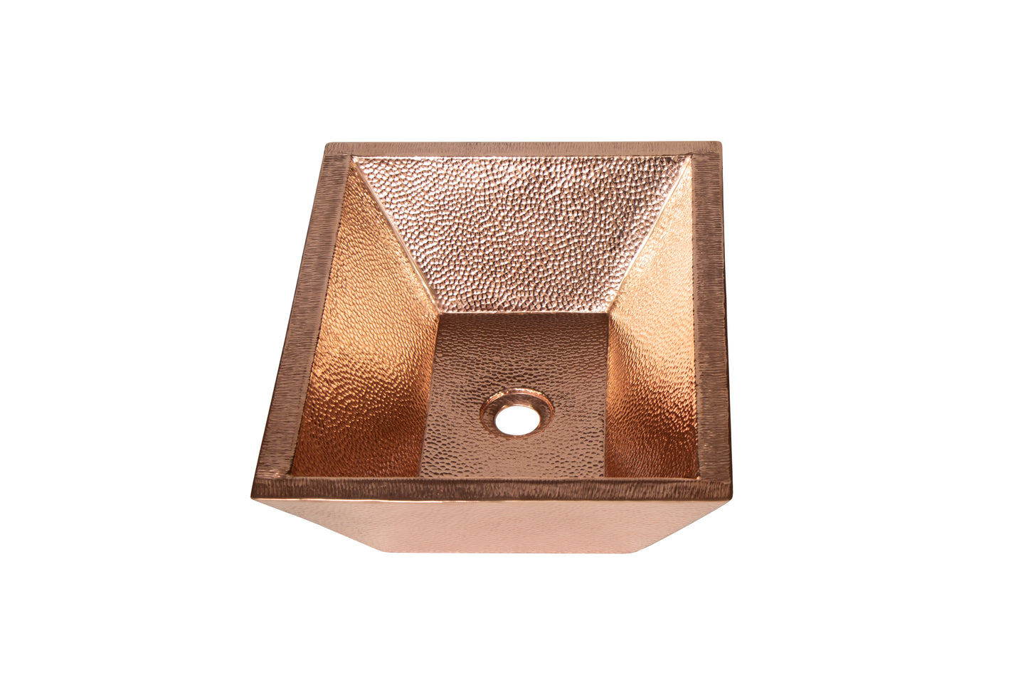 18" Rectangular Double Wall Hammered Copper Bathroom Sink