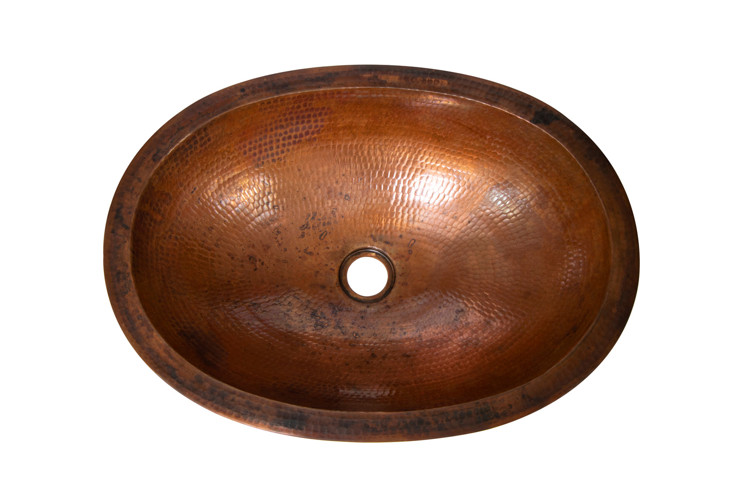 19" Oval Double Wall Hammered Copper Bathroom Sink