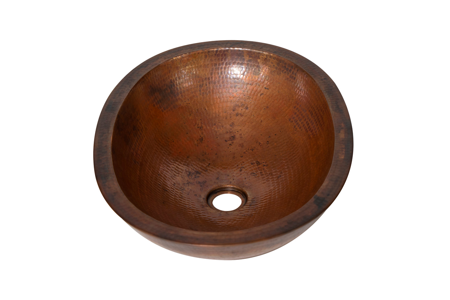 19" Oval Double Wall Hammered Copper Bathroom Sink