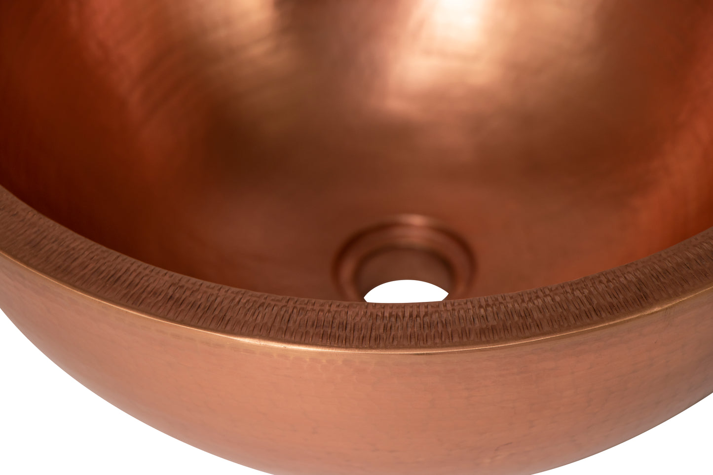 17" Round Double Wall Hammered Copper Bathroom Sink