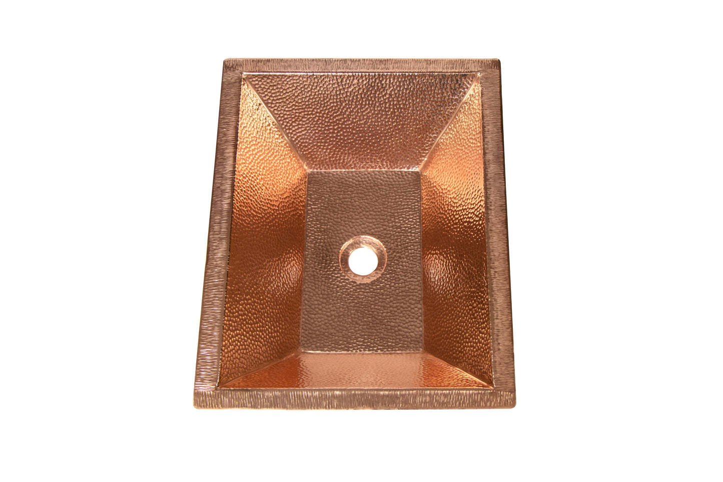 18" Rectangular Double Wall Hammered Copper Bathroom Sink