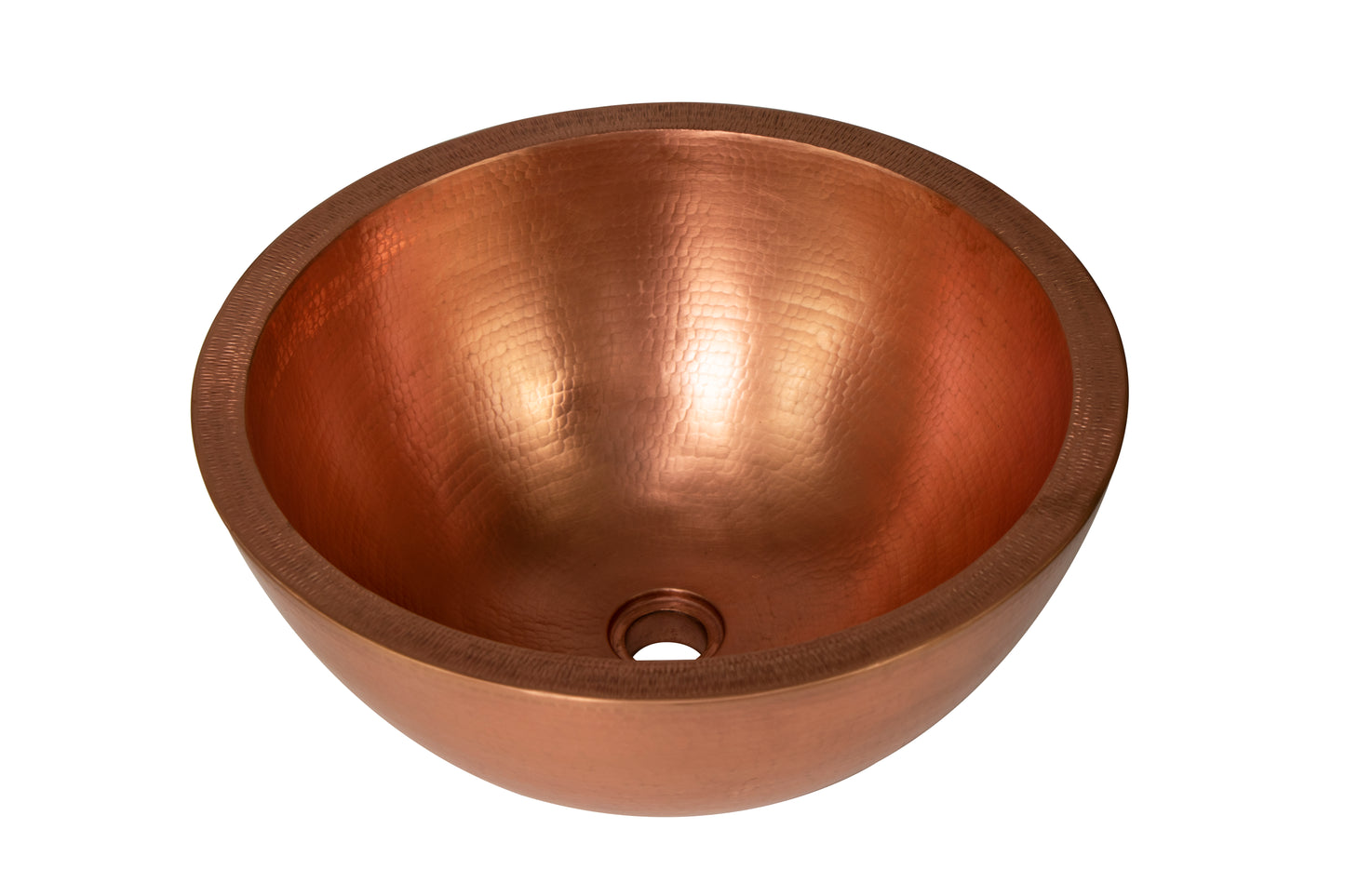 17" Round Double Wall Hammered Copper Bathroom Sink