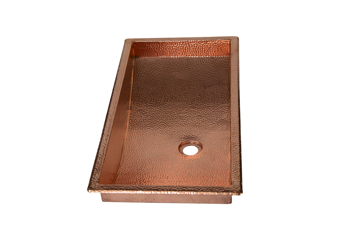 26" Rectangular Curved Bottom Hammered Copper Bar Sink