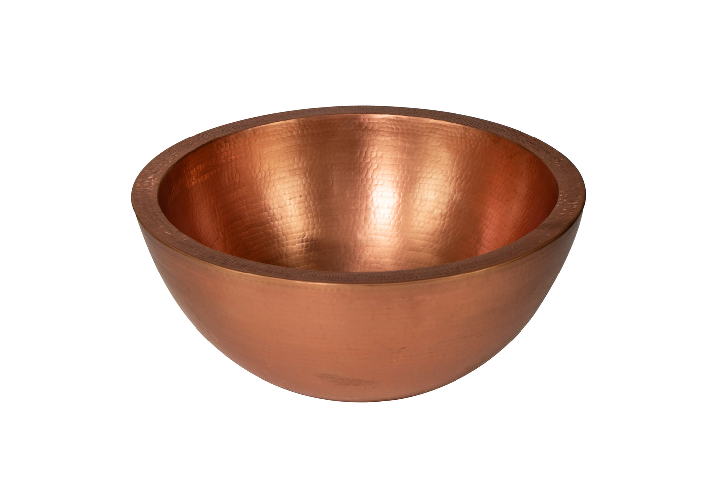 17" Round Double Wall Hammered Copper Bathroom Sink