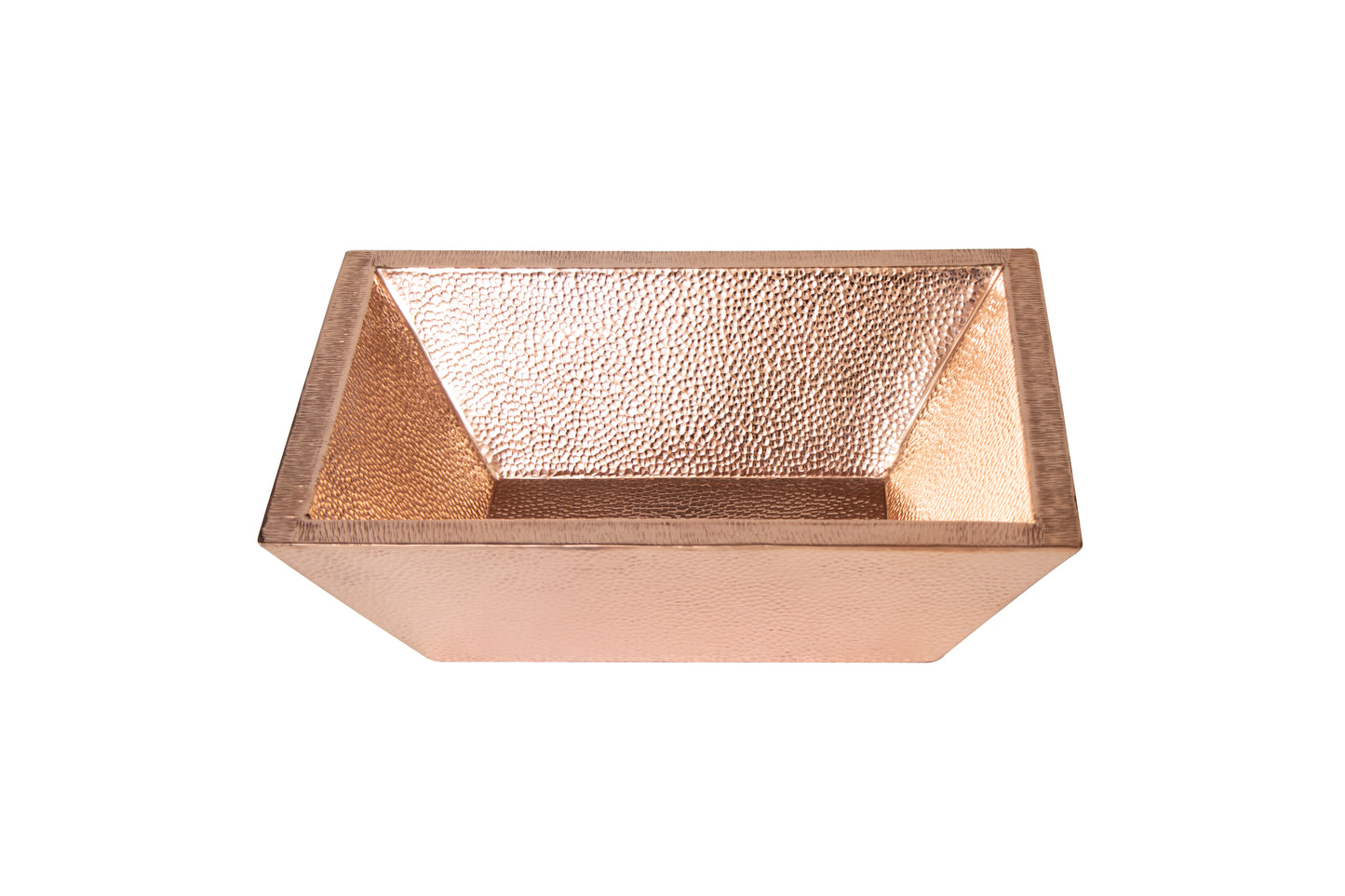 18" Rectangular Double Wall Hammered Copper Bathroom Sink