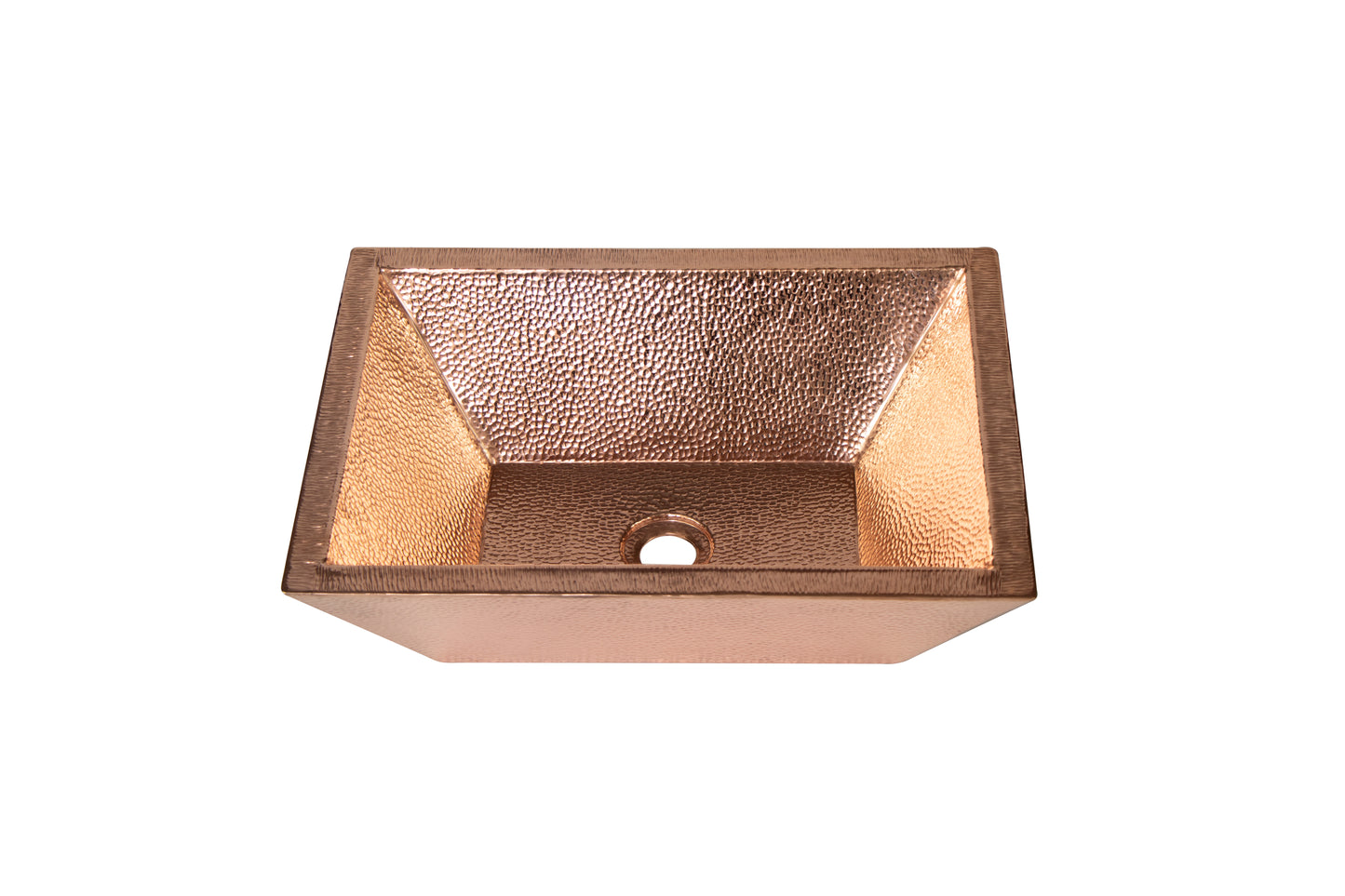 18" Rectangular Double Wall Hammered Copper Bathroom Sink