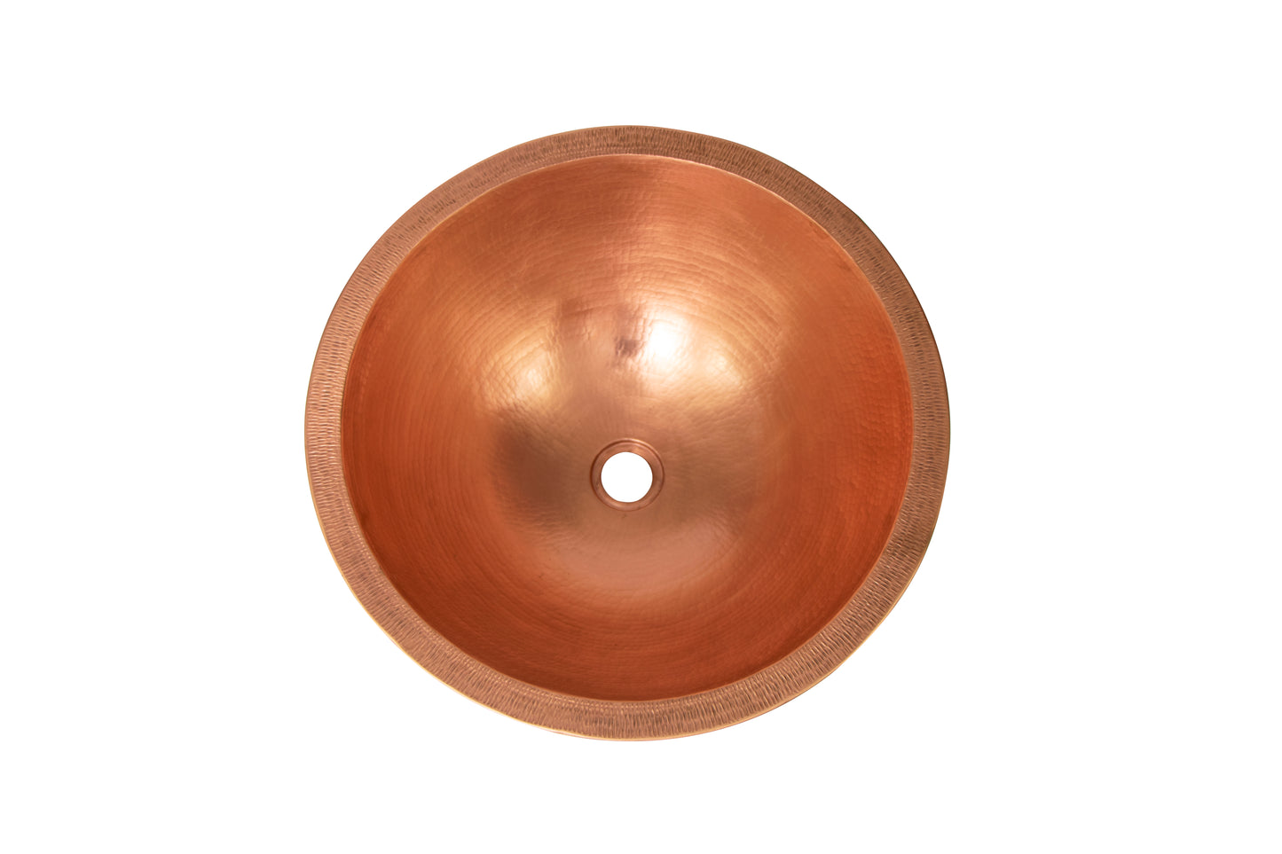 17" Round Double Wall Hammered Copper Bathroom Sink