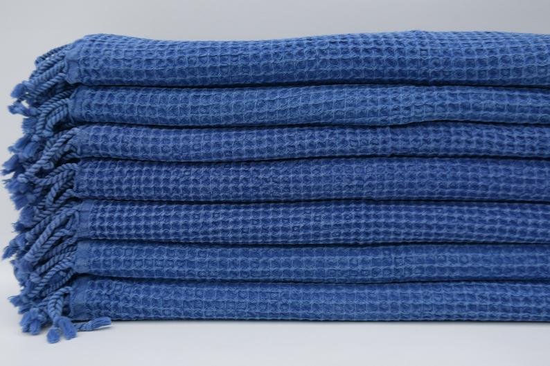 Waffle Turkish Towel - Navy