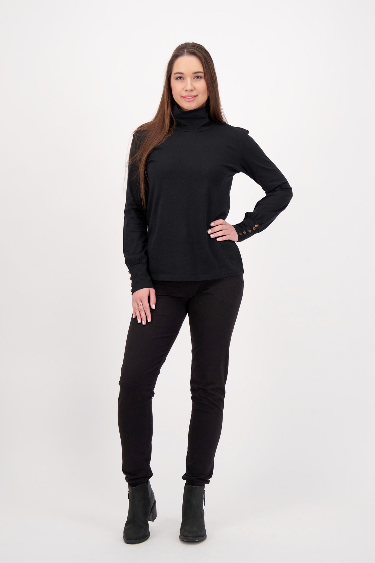 Coconut Button Long Sleeve Turtleneck